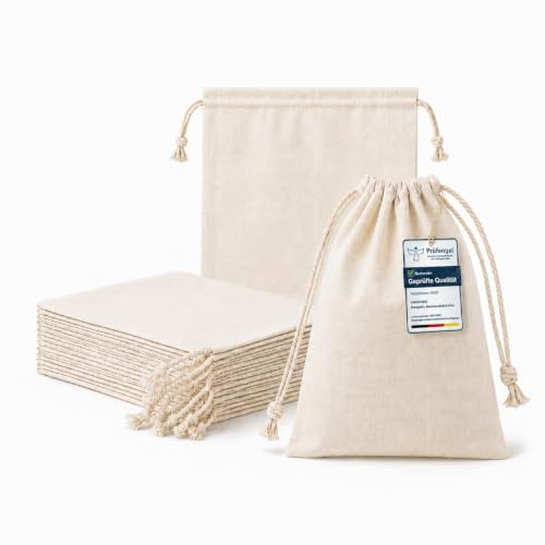 ihaspoko Set de 15 bolsas de algodón con cierre de cordón, 15 x 20 cm | Bolsas reutilizables para detalles de invitados, bodas, manualidades, calendario de Adviento, Navidad y diversas fiestas