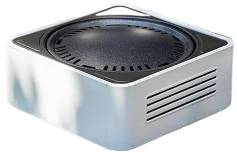 Tisch-Räucherofen, Holzkohlegrill – runder Holzkohlegrill, antihaftbeschichtet | Haushalts-Holzkohleofen für Zuhause, Camping und Outdoor