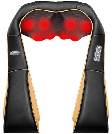 cotsoco Nackenmassagegerät, Shiatsu-Nacken- und Rückenmassagegerät mit Wärme zur Schmerzlinderung, 3D-Knetmassagekissen für tiefes Gewebe, Entspannungsgeschenke für Männer und Frauen, Geschenke für Pa