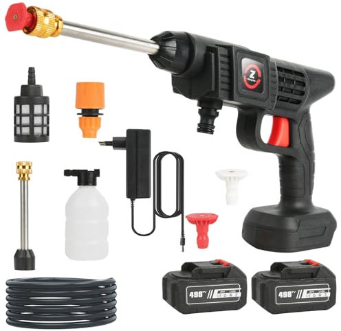 Hidrolimpiadora Bateria - 21V MAX 35 Bar Hidrolimpiadora de Alta Presion Batería, Press & Clean Pistola Lavado, Hidrolimpiadora de Bateria, para Coche, Limpieza De Suelos (con 2x12000mAh Batería)