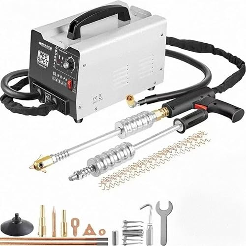 220V Soudeur Carrosserie 1800W Kit Poste de Débosselage Soudeuse par Points avec 5 Modes de Soudage Puissance Réglable Outil de Réparation Bosses Carrosserie pour Débosselage de Voitures Camions
