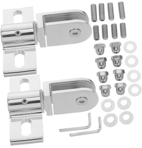 Garneck Frameless Glass Shower Door Pivot Hinges Dual Direction Heavy Duty Alloy Set 2 Top and Bottom Clamps for Bathroom Installation