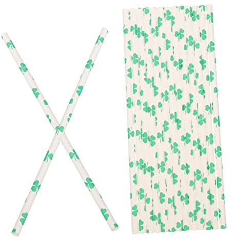 TOPBATHY 96 pièces Paille Papier Décorative Saint Patrick Lot de Pailles à Cocktail Imprimées pour et Événements Festifs
