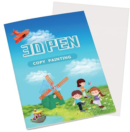 Vordpe 3D-Stift-Druck-Zeichenbuch, Wiederverwendbar Vorlage mit 40 Mustern, dicke Papiervorlagen mit transparenten Platten für 3D-Malerei Graffiti (B)