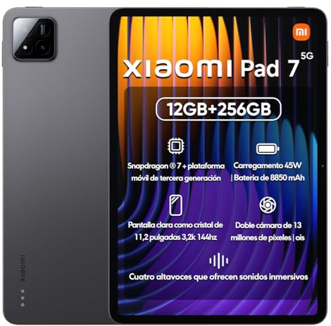 XIAOMI Pad 7 Tablet, 12GB RAM 256GB ROM, Pantalla 11.2 FHD+ 144Hz, Snapdragon® 7+ Gen 3, Batería 8850mAh, WiFi, Versión Global (Gris Espacial)