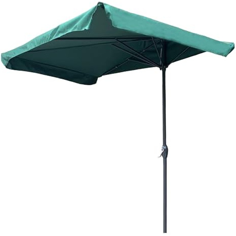 Genérico Sombrilla Media Rectangular 2,3 X 1,30 M Sombrilla De Jardín Exterior con Manivela Funda Protectora Cubierta De Poliéster Impermeable 5 Varillas Resistentes Estructura De Hierro(Green)