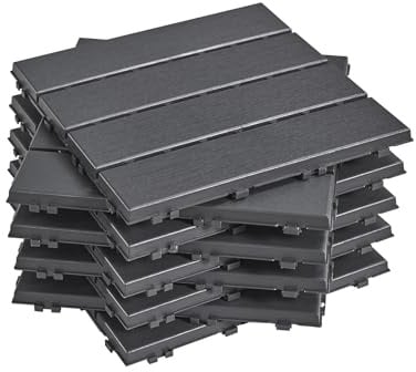 Sobuy Set de 35 Piezas Suelo para Terraza Exterior, Suelo Composite Exterior Antideslizante Impermeable Suelo Terraza Jardin Piscina Gris 30.5x30.5x2 cm SDA15-HG
