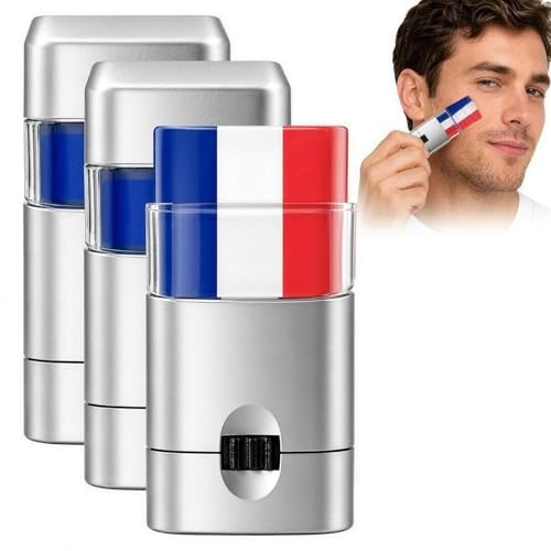 3 Stick Maquillage tricolore Bleu Blanc Rouge,Bâtons de Maquillage de Peinture pour le Visage,Accessoire Supporter France,Stylo Cosmétique Temporaire pour Événements Sportifs