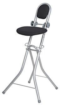 Ribelli Bügelstehhilfe Stehhilfe Stehstuhl 6-Fach höhenverstellbar klappbar Bügelstuhl Stehsitz ergonomisches Sitzen - Stehsitz zum Bügeln mit Rückenlehne (schwarz)