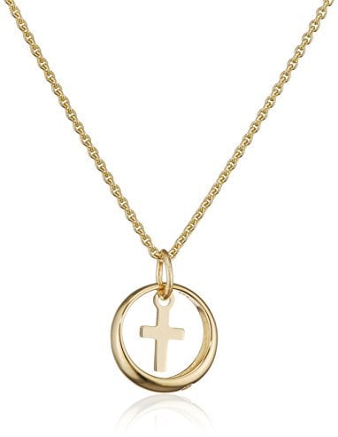 Xaana Taufkette Taufring mit Zirkonia und einem kleinen Kreuz-Einhänger 333er Gelbgold AMZ0469