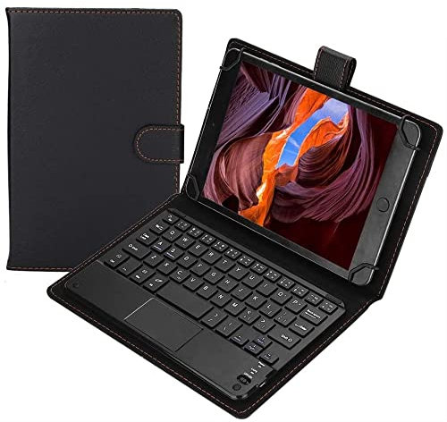 PU Funda Teclado para Tablet PC 7/8, Funda Inteligente Delgada con Teclado Bluetooth Retroiluminada Desmontable,iOS, Android, Windows