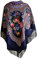 Original Damen Russischer Pawlow Posad Dunkelblau Schal Tuch Umschlagtuch 100% Wolle, mit Paisley und Blumen, mit Seidenfransen, hochwertige Stola - sehr hohe Qualität 89cm x 89cm