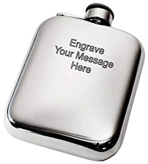 Flasque de poche personnalisable en étain de 177 g avec message gravé
