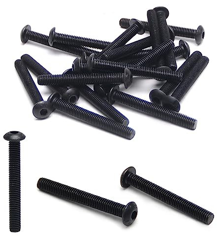 MroMax Lot de 20 vis à tête hexagonale M5 x 40 mm en acier au carbone à tête ronde pour meubles, couleur noire