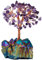 KYEYGWO Amethyst Kristall Geldbaum auf Bunter Titan Cluster Base, Feng Shui Bonsai Glücksbaum Kristallbaum Deko für Glück, Reichtum und Gesundheit, 11-14 cm Hoch