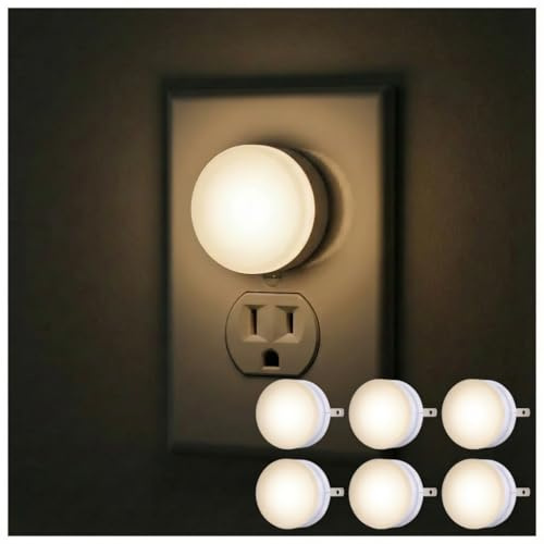 Lights by Night Plug In Night Light Bedroom Decor Apartment Essentials LED Lights Ambient Lighting Dusk to Dawn Sensor Nightlight Bathroom, 6 pack