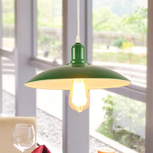 Mengjay Pendelleuchte Metall E27 Hängelampe Industrial Vintage Hängeleuchte Retro Industrie Modern Loft Lampe Decke Pendellampe für Esstisch Esszimmer Wohnzimmer Schlafzimmer usw.(Grün)