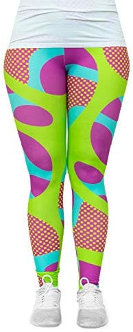 cosey - Neon Line Leggings - knallige Farben- in verschiedenen Leuchtend bunten Designs (Einheitsgröße) (Neon Squiggle)