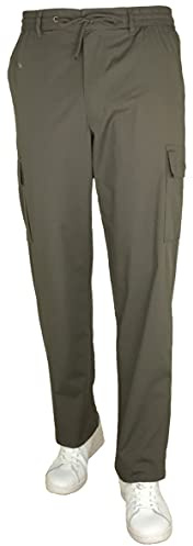 Pantalone Uomo Sea Barrier Art. Isola con Tasconi ed Elastico in Vita, Tessuto Tela Cotone (XXL, Fango)
