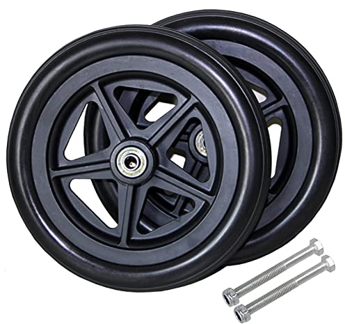 LIGUOYI 6,7,8 Zoll Ersatzräder Rollstuhl Vorderrad, 2 Stück Ersatz Lenkrollen Für Rollstuhl, Vollgummi Ersatz Vorder Räder, 150mm 170mm 190mm, Mit Lager En Montageschrauben, Rollstuhlräder Ersatz