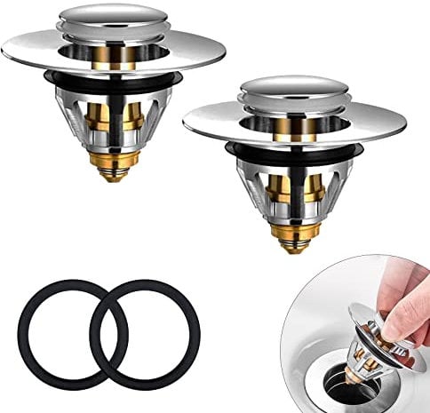 Tappo Lavandino Bagno, Universale Filtro Pop Up Con Filtro Anti Clogging, Tappo Per Lavabo a Scomparsa, Per Vasca Da Bagno, 2 Pezzi,38-43 mm