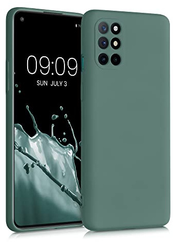 kwmobile Hülle kompatibel mit OnePlus 8T Hülle - gummierte TPU Silikon Handyhülle - Schutzhülle für kabelloses Laden - Case in Tannengrün