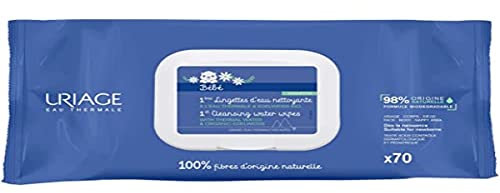 Uriage BEBE Reinigungstücher, 70 Stück, Mikrofaser, Natürlich, Nährend, Ohne Duft, Softpack, Alle Hauttypen, Gesichtspflege, Körperpflege, Whole Body