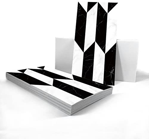 Alwayspon Vinyl-Bodenfliesenaufkleber, rutschfeste selbstklebende Rückseite, Fliesenaufkleber für Küche, Badezimmer, selbstklebend, abziehen und aufkleben, PVC weißer schwarzer Marmor,30x15cmx24pcs
