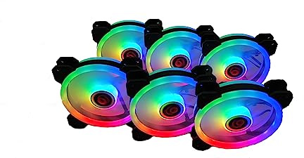 Talius Iris Spectrum ARGB/Cronos Lüfter 120mm Sweep-Effekte Puls Spirale Doppelring LED Anschluss 6 Pin (6 FAN BLACK)