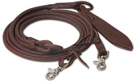 Professional's Choice Ranch Collection | 54 Heavy Oil Romal Rein | Thick, Soft & Sturdy | Popper Tail with Lace Tie Waterloops | Made in The USA