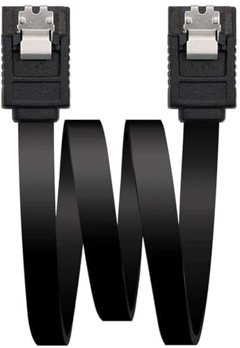 Levitantes Cable SATA III 6 Gbps, negro, 0.5 m, con anclajes, para transferencia de datos rápida y conexión de dispositivos de almacenamiento.