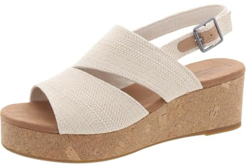 TOMS Claudine, Sandalias con cuña Mujer, Natural Metallic Linen, 42.5 EU