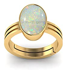 APSLOOSE 10.00 Karat 11.00 Ratti Lab zertifizierter natürlicher Opal Gold verstellbarer Ring Opal Edelstein für Damen und Herren Messing Opal, Messing, Opal