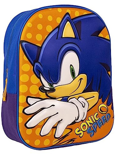 Sonic The Hedgehog Rucksack, Design 3D Sonic Schulrucksack, Kinderrucksack für Jungen, Reiserucksack, Kindergeschenk