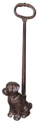 TentHome Heavy Duty Cast Iron Vintage Rust Dog Door Stopper with Handle, Antique Stops for Home Office (Rust-Dog)