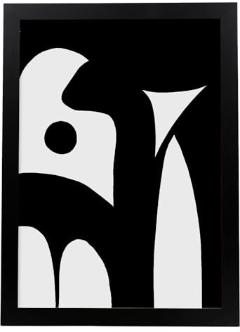 Nacnic Fancy Schwarz und Weiß Blatt. In Verschiedene abstrakte Poster. Ästhetische dekorative Gemälde für Ihr Wohnzimmer, Schlafzimmer, Zuhause Größen A3 mit schwarzen Rahmen