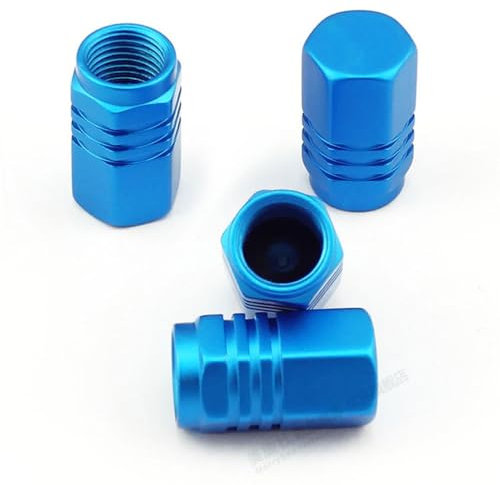4Pcs Auto Ventilkappen für Jaguar XK X760 X250 X260 X350 X358 X351 X150 | Reifenventil Staubkappen Kappe mit Dichtung Staubkappen Zubehör,A/Blue