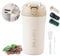 XIXIAMI Travel Mug 400ml Insulated Coffee Cup for Hot and Cold Drinks Car Mug with Straws, Cleaning Brush Leakproof Thermal Stainless Steel Tumbler Birthday Gift for Boys Girls-Cream White