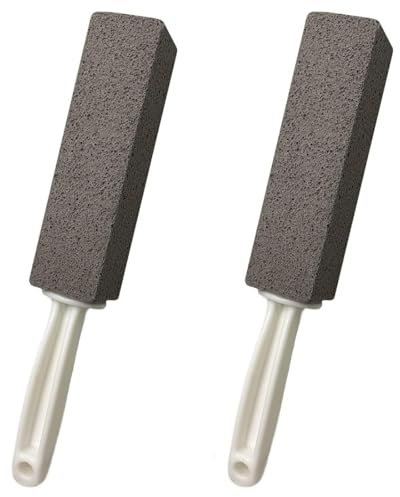 BANSHAN Pumice Cleaning Stone with Handle, Toilet Brush with Non-Slip Long Plastic Handle for Kitchen/Bath/Pool/Household Cleaning(2 Pack)