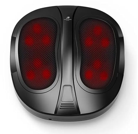 Lalano’S Cosmetics Shiatsu Fußmassagegerät mit Wärmefunktion – 4 Massageköpfe & 12 Massageknoten, Infrarot-Heizung 30–40 °C, Toe-Touch-Steuerung, Akupressur & Rollmassage, rutschfest