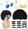 Set di Costumi Hippie 16pezzi, Vestiti Anni 70, Occhiali da Sole Collana Segno di Pace Moustache, Adatto Carnevale Costumi Halloween