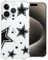 CAROKI Clear Case for iPhone 14 Pro, Anti-Yellowing Bumper Protective Shockproof Soft Silicon Cover Case with Pattern (Black Star)