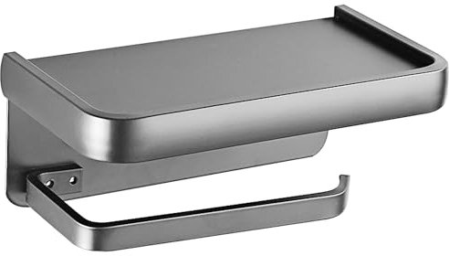 Toilettenpapierhalter mit Handyablage, Kleber oder Schraube, Wandhalterung, Toilettenpapierrollenhalter, Grau