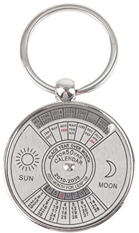 WGFOIP 50 Jahre Ewiger Kalender-Schlüsselanhänger, Sonnen- und Mondkalender-Schlüsselanhänger, Metall-Schlüsselanhänger, Zubehör für Männer und Frauen