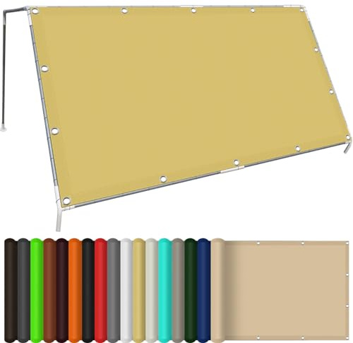 Toldo Parasol Lona Protector Solar 200 x 600 cm Resistente Al Vientoy Al Agua Protección Solar Toldos Exterior Terraza Cuadrado con Ojales y Cuerdas de Sujeción para Patio, Color Crema