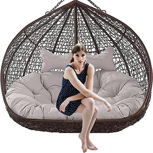 Double Egg Chair Cushion for Outdoor Patio Hammock Swing with Stand, Waterproof Wicker Loveseat Cushion