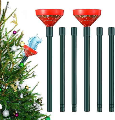 Dreyoo Weihnachtsbaumbewässerung mit Trichter, Baumbewässerungssystem, Baumbewässerungssystem, Metallrohrauslauf für Innen- und Außenbereich, Dunkelgrün, 2 Stück
