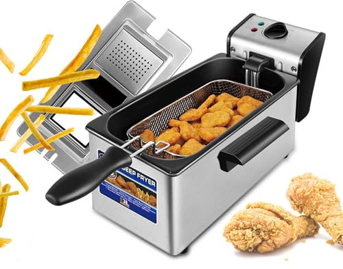 Freidora, Freidora Eléctrica De 2000 W con Capacidad De Aceite De 3,0 Litros, Ventana De Visualización Grande, Fácil Limpieza, Acero Inoxidable, Control De Temperatura, Cesta De Aceite Extraíble