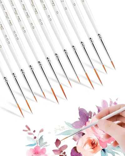 KGDUYC Ensemble de 12 micro-pinceaux de détail – Pinceaux à ongles aquarelle pour peinture acrylique, pour modeler les ongles, peinture de visage miniature