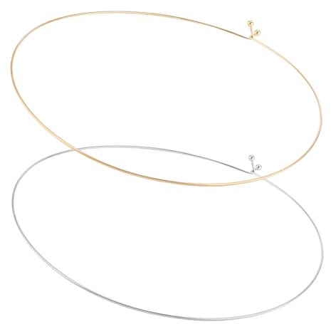 UNICRAFTALE About 2Pcs 2 Colors 304 Stainless Steel Choker Necklaces Wire Wrap Collar Necklaces for Women Gold Open Choker Necklace Metal Plain Chocker Collar Necklace for DIY Jewelry Making